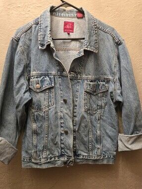 Vintage NET International Acid Wash Denim Jacket 90s Oversized Grunge L